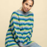 1967 EDITH röndótt síð peysa á dönsku